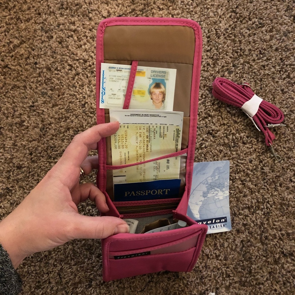 Travelon hot pink crossbody / belt purse - Picture 3 of 6